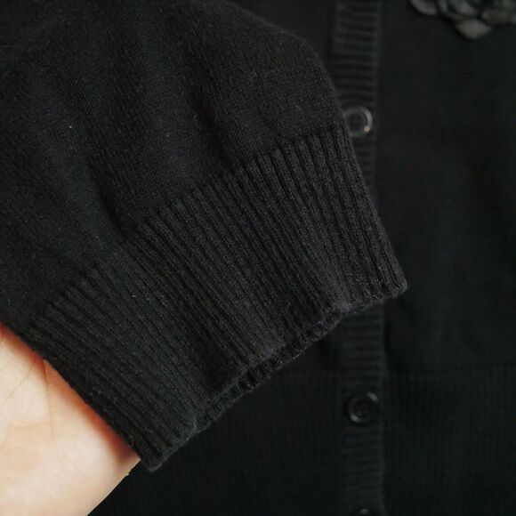 Torrid Womens Size 1 Black Cardigan w Flower Decor Button Up Sweater - Picture 6 of 12